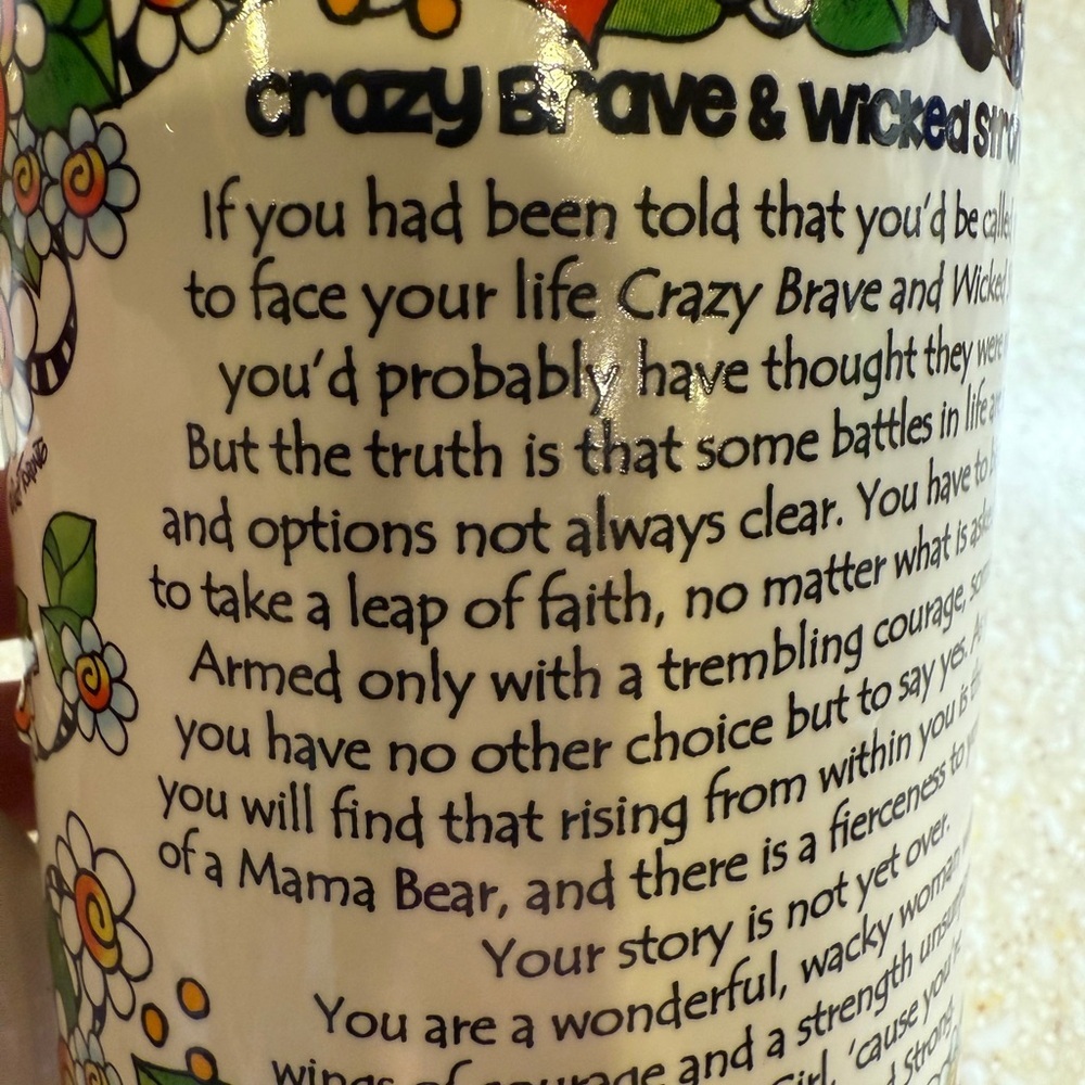 Suzy Toronto Inspirational Floral Mug Crazy Brave Wicked Strong Drinking Cup New - Picture 6 of 12